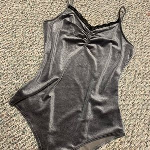 Velvet lace trim bodysuit
